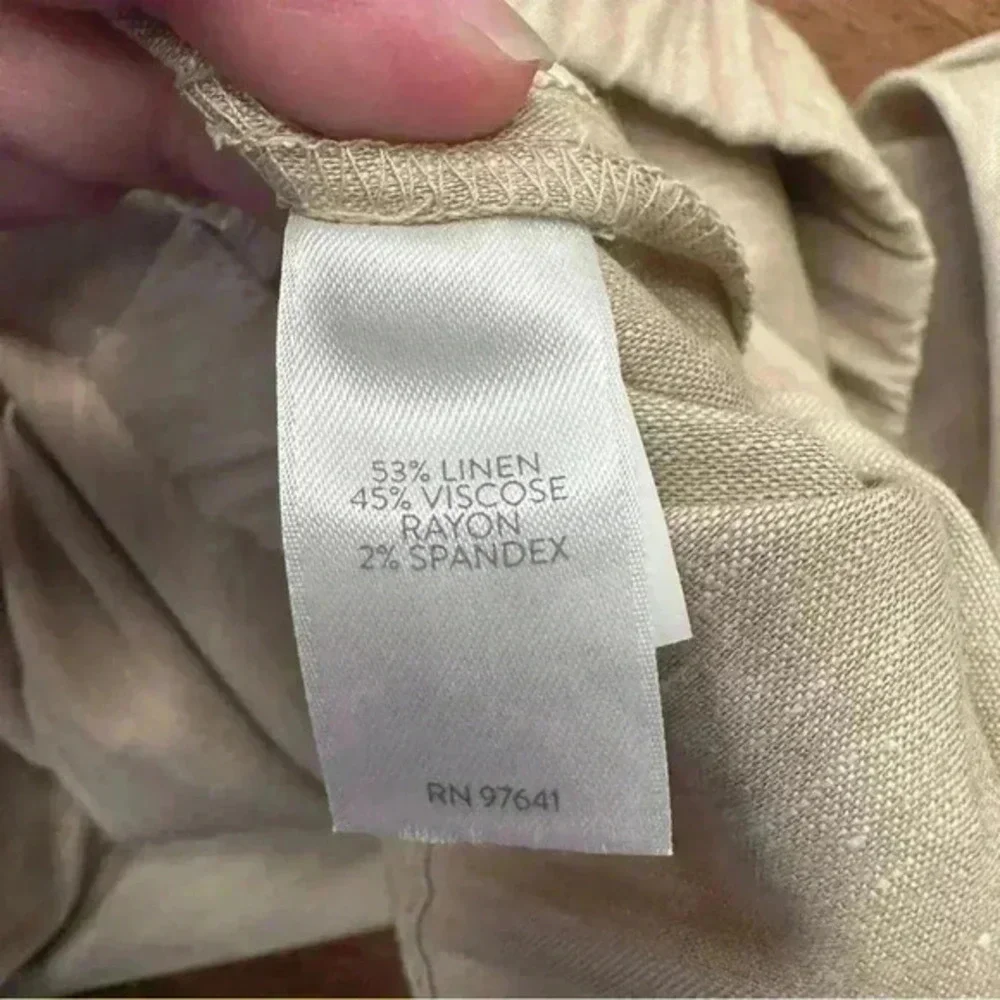 J. Jill Womens Pants Beige Size Large Linen Stretch Pull On Linen Blend‎